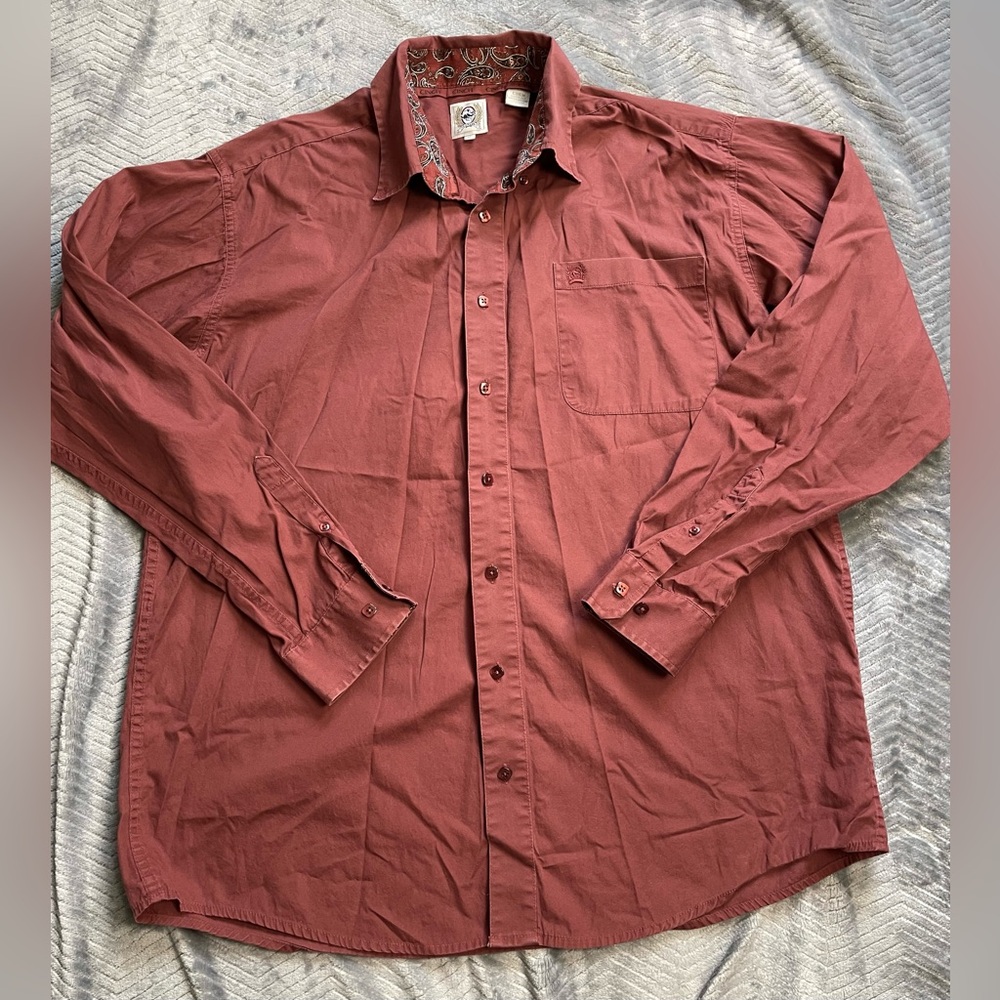 Mens Cinch Rusty Burgundy Western Square Button Up Shirt‎